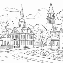 small new england town with gazebo