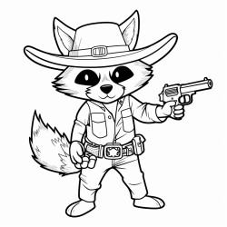 cowboy raccoon with side shooter and words live fast die last