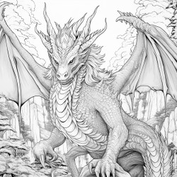 large winged dragon that is intricately detailed coloring page