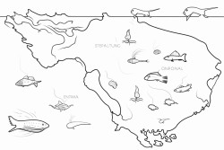 map of australia showing illustration markers for the great barrier reef and the ningaloo reef
