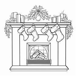 a cozy christmas fireplace with stockings hanging above