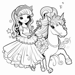 2 fairies riding unicorns wearing dresses with a bunny
