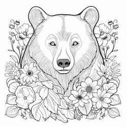 black bear with pattern inside with flowers