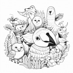 a colorful mural featuring brazilian animals