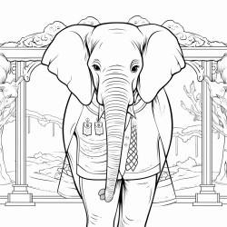 a female elephant in a school uniform