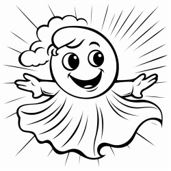 cartoon ghost holding the sun