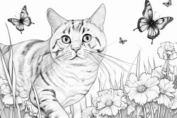 a playful cat chasing butterflies 0