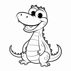 simple and cute alligator drawing outline with bold thin lines