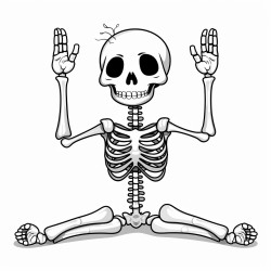 skeleton doing yoga poses with namaste scary