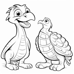 turtle with clear shell talking to a big bird