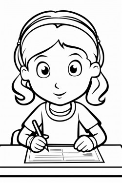 a girl taking a test with a worried look on her face