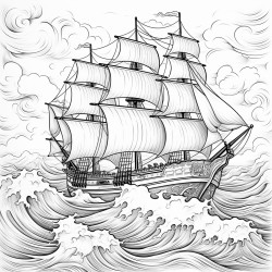 pirate ship on a stormy sea