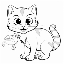 a mischievous cat stealing a fish