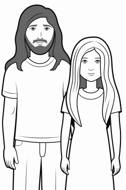 man with shoulder length hair and girl with long hair