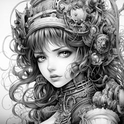 anime girl dark goth steampunk