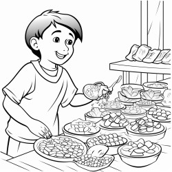 a child buying spices in the traditional market