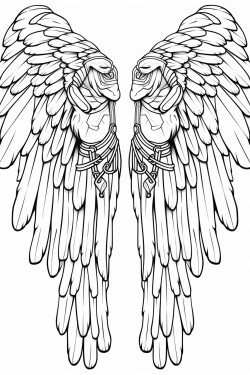 six wings with two wings they covered their faces with two they covered their feet and with two they were flying