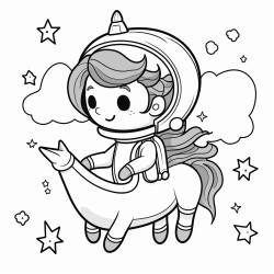 astronaut riding a unicorn in space