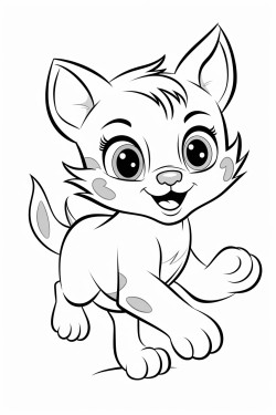 cat running coloring page black and white