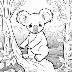 a koala in a wild forest background