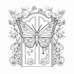 a heavy wooden door  opened with a old fashioned skeleton key to release hundred of butterflies and luna months