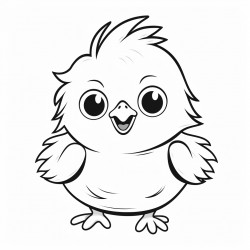 cute and fluffy baby chick with soft feathers and a tiny beak and a happy expression