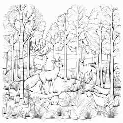 woods with animals