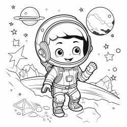 generate cute images for the coloring book on adventure through space