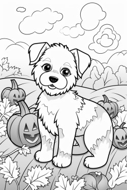 puppy in a pumpkin patch