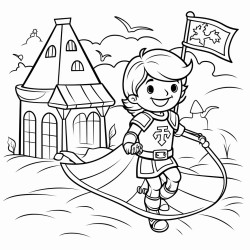 playground with a kite slide knight and light