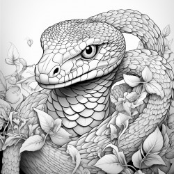 snake zen theme highly detailed black outline zentangle art elements