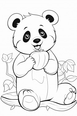 panda eats apples
