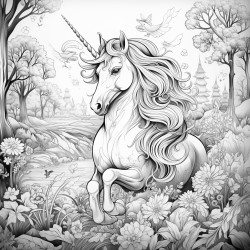 magical forest with flying unicorns