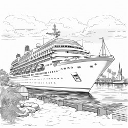 cruise ship docked at island