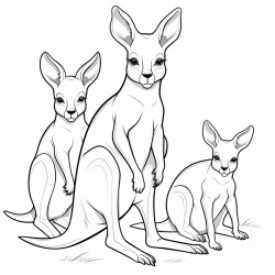 family cubs of kangaroo