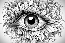 mystical eyeball with cool colors and shapes