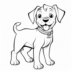 big short haired dog with tongue sticking out