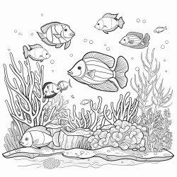 a vibrant coral reef filled with various fish