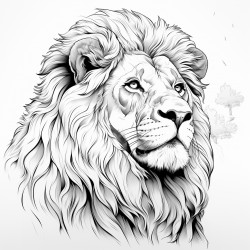 lion for coloring book no grey spaces very bold borders simple image