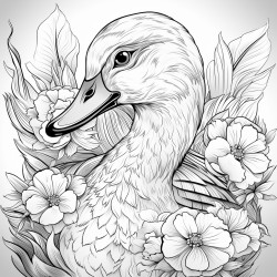 little goose design with flower
