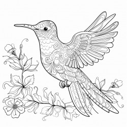 hummingbird with ornate patterns on its wings