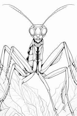 praying mantis facing forward arms spread