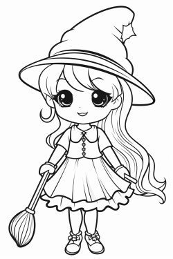 cute witch holding a broom
