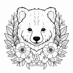 black bear with pattern inside with flowers