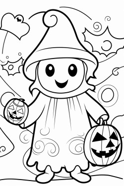 kawaii style ghost trickortreating