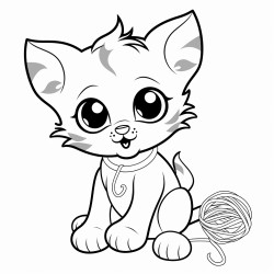 curious kitten  a kitten playing with a ball of yarn