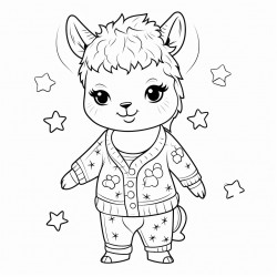 happy llama in pajamas
