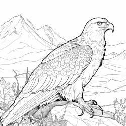 golden eagle sitting on its nest on the side of the mountain