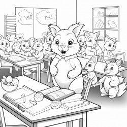 cute animals in classroom