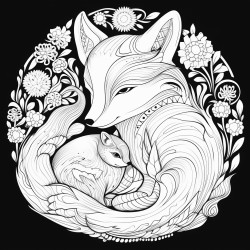 fox and a rabbit sleeping